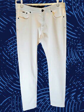 Au Noir designer | Men's Optic White Jeans  - Johnny Model |extensible | Size 34